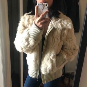Vintage rabbit fur bomber jacket